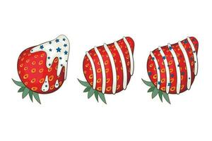 Strawberry with cream in  Patriotic Colors. 4th of July Patriotic Concept. Independence Day design element vector