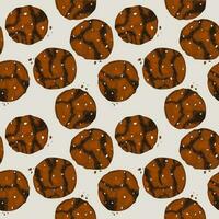 Seamless background with brownie cookies pattern, Bakery vector