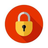 Lock Security Element Shadow Isolated Vector Illustration