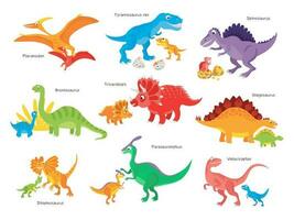 vector dibujos animados dinosaurio con bebé