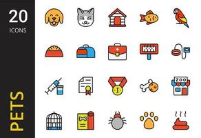 Icons set of pets vector