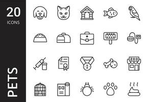 Icons set of pets vector