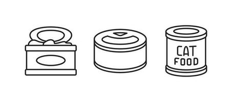 Cat food in jar icons. Vector illustration.