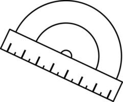 vector linear icon protractor ruler, school and office supplies, back to school, doodle and sketch