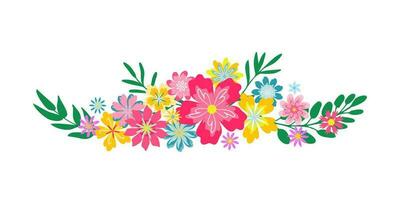 Bright retro flowers in long horizontal setup vector