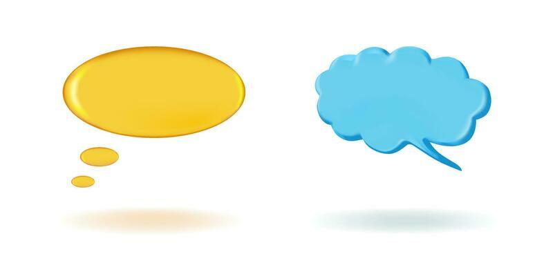 3D render retro oval speech bubble, talk cloud