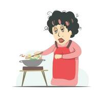 cooking mom for children. make a food vector