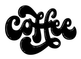 Hand drawn 70s groovy script lettering logo - Coffee. Bold trendy typography design element vector