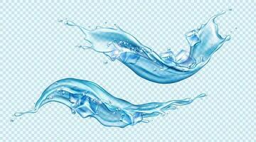 Water splash with ice cubes set isolated clip art vector