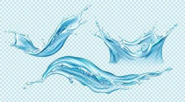 Water splash set. Aqua liquid dynamic motion. vector