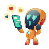 Robot or chatbot having love conversation online vector