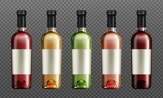 rojo vino vaso botellas con corcho blanco papel etiqueta vector