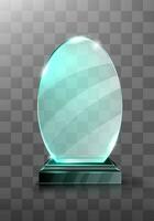 Glass trophy or acrylic winner award realistic vector