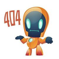 404 error with robot say page not found, ai cyborg vector