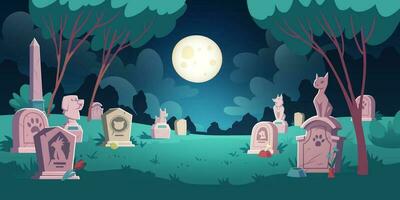 Pet cemetery with graves and tombstones vector