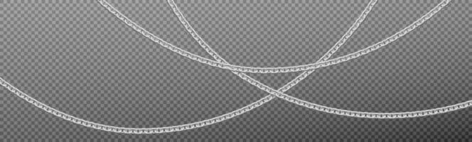Realistic silver chains hanging on gray vector