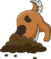 Cute dog digging a hole in the ground vector