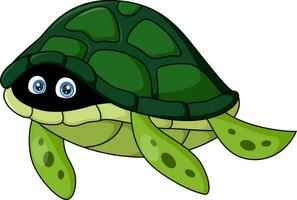 linda ocultación Tortuga dibujos animados con asustado ojos vector