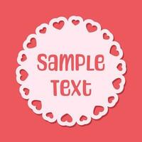 Round scalloped frame with hearts pattern text frame, Pastel Cute Valentines Frame Border vector