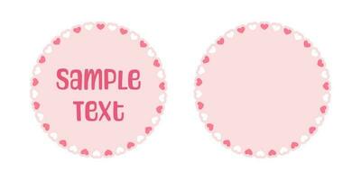 Round scalloped frame with hearts pattern text frame, Pastel Cute Valentines Frame Border vector