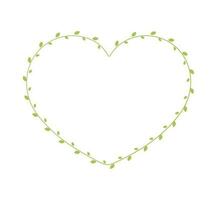 Heart Shape Frame Made of Fresh Green Vine Leaves, Valentines Day, Spring Summer Simple Minimal Design Element, Love Concept vector