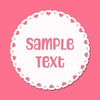 Round scalloped frame with hearts pattern text frame, Pastel Cute Valentines Frame Border vector