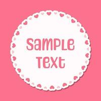 Round scalloped frame with hearts pattern text frame, Pastel Cute Valentines Frame Border vector