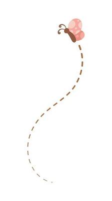 Flying Butterfly trail with dashed line route. Nature Spring Summer Design Element