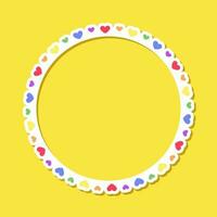 Round heart rainbow frame. Border template with copy space. Pride month flag concept. Vector flat illustration.