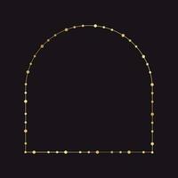 Abstract geometric arch frame with golden dots pattern. Gold Christmas Fairy Lights Frame Border. vector