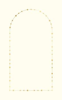 Abstract vertical frame with golden dots pattern. Gold Christmas Fairy Lights Frame Border. vector