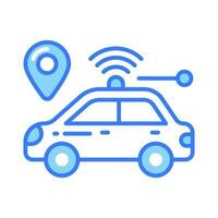 An icon of smart car, wifi connected automobile, ai automobile technology vector