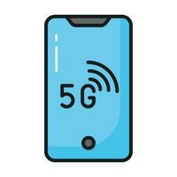 An icon of smartphone with 5G network technology in trendy style, ready to use vector