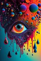 close up of a painting of a persons eye. . photo