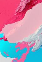 close up of a pink and blue painting. . photo