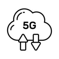 Upward and downward arrow with cloud showing concept vector of cloud syncing with 5G speed