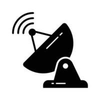 Parabolic dish antenna, an icon of space communication device in modern style vector