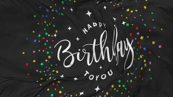 Happy Birthday Day Flag Seamless Looping Background, Looped Bump Texture Cloth Waving Slow Motion, 3D Rendering video