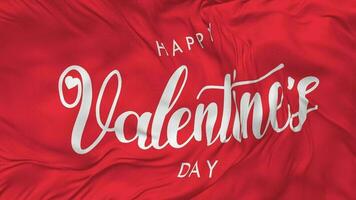 Happy Valentines Day Flag Seamless Looping Background, Looped Bump Texture Cloth Waving Slow Motion, 3D Rendering video