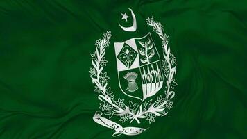 State Emblem of Pakistan, Coat of Arms Flag Seamless Looping Background, Looped Bump Texture Cloth Waving Slow Motion, 3D Rendering video