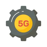 5G text inside cogwheel denoting concept icon of 5G network setting vector