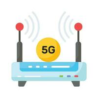 Wifi router with 5G internet signals denoting concept icon of 5G internet signals vector