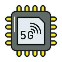 Check this beautifully designed 5G chip icon in Modern Style, 5G technology vector