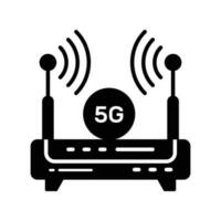 Wifi router with 5G internet signals denoting concept icon of 5G internet signals vector