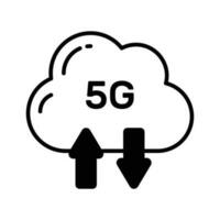 Upward and downward arrow with cloud showing concept vector of cloud syncing with 5G speed