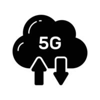 Upward and downward arrow with cloud showing concept vector of cloud syncing with 5G speed