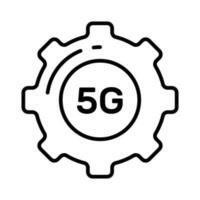 5G text inside cogwheel denoting concept icon of 5G network setting vector