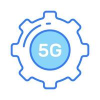 5G text inside cogwheel denoting concept icon of 5G network setting vector