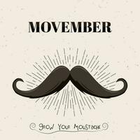 Retro style poster or template design with mustache and given message as Grow Your Moustache for Movember concept. vector