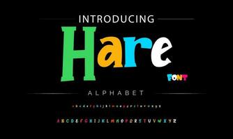 Funky colorful cartoon font type. Vector alphabet